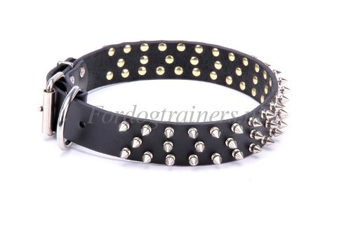 Exclusieve lederen honden halsband met studs