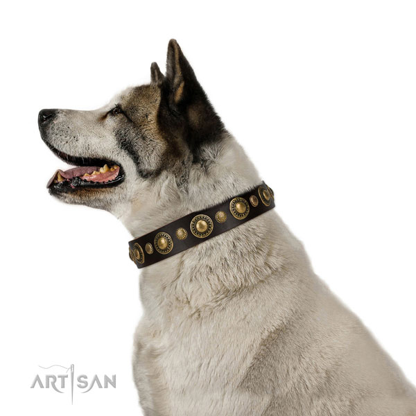 Akita Inu lederen hondenhalsband