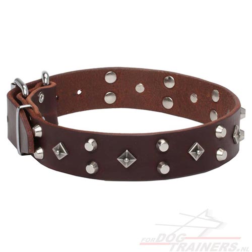 Lederen Honden Halsband met Roestvrije Nikkel Hardware