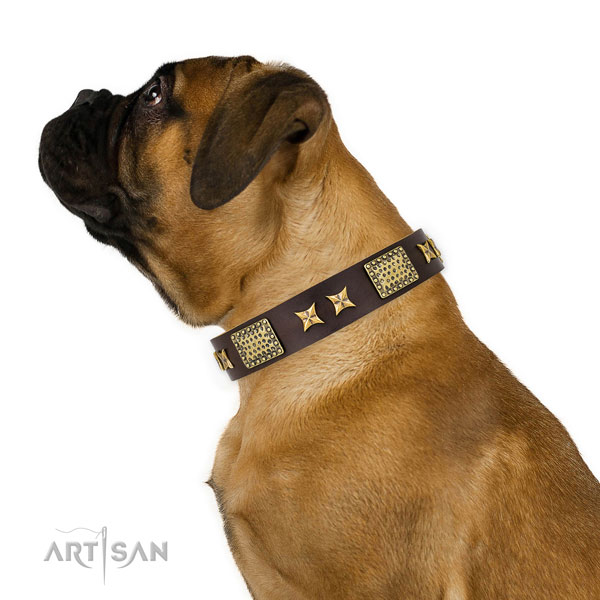 Bullmastiff lederen zachte hondenhalsband