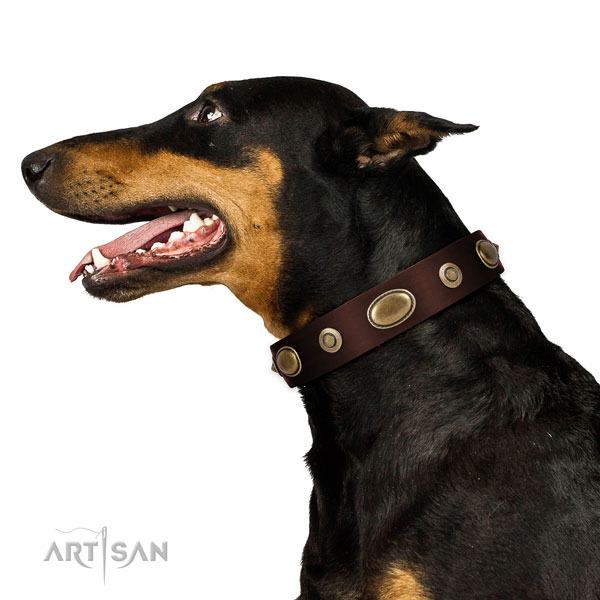 Doberman hondenhalsband leer met studs