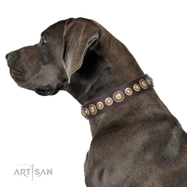 Bruine Lederen hondenhalsband Artisan