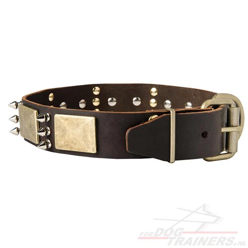 Lederen Honden Halsband - 3.8 cm Breed