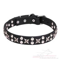 Fijnste Lederen halsband met Sterren en Studs ➽ Fijnste Lederen halsband met Sterren en Studs ➽