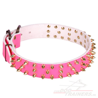 "Pick Happiness" lederen halsband met koperen studs "Pick Happiness" lederen halsband met koperen studs