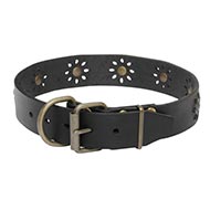 Lederen Honden Halsband voor Blijde Wandelingen "Lente Humeur"