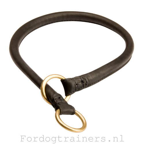 Stille Training Choke Gerolde Leren Halsband - Klik op de afbeelding om het venster te sluiten