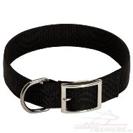 Nylon halsband met vernikkelde gesp en D-ring❺❺