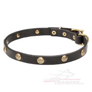 Dunne Lederen honden halsband me steentjes Dunne Lederen honden halsband me steentjes
