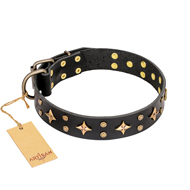 Zwart leer Honden halsband "A La Mode" FDT Artisan