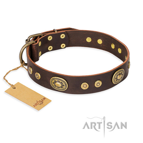 Lederen Bruin Honden halsband "One-of-a-Kind" FDT Artisan - Klik op de afbeelding om het venster te sluiten