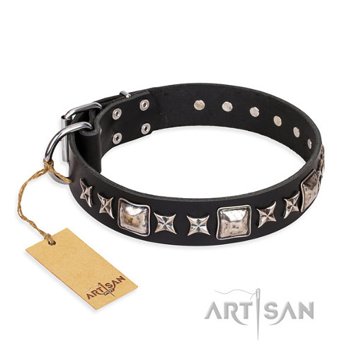 Lederen Honden halsband "Space Walky" FDT Artisan - Klik op de afbeelding om het venster te sluiten