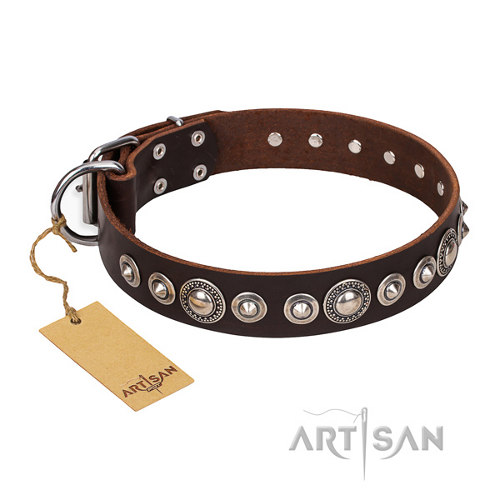 Bruin Honden halsband "Step and Sparkle" FDT Artisan - Klik op de afbeelding om het venster te sluiten