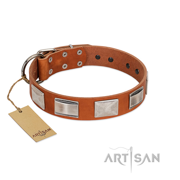 Charmante tan hondenhalsband leer Charmante tan hondenhalsband leer