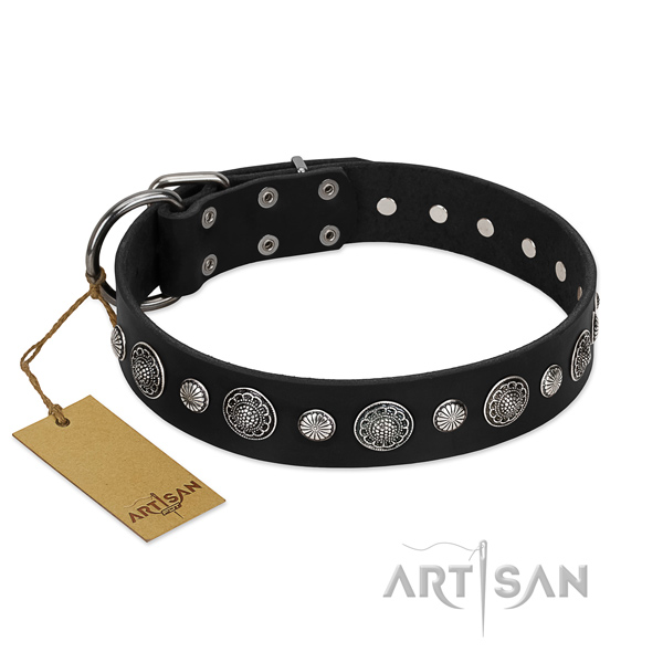 Elegante Leren Halsband Hond Zwart