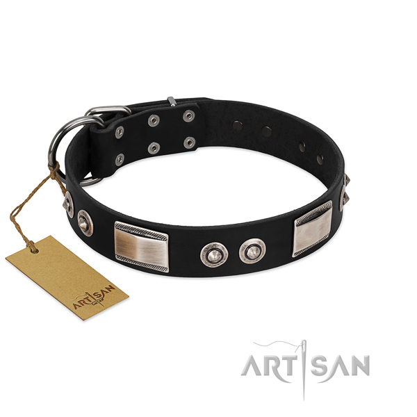 Leuke zwarte halsband met mooie studs