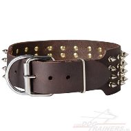 Brede Spikes Halsband|Hondenalsband leer met studs