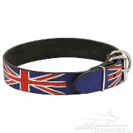 'Union Jack' Hondenhalsband Leer | Halsband met Print