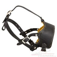 Leather muzzle for big breeds, padded with nappa