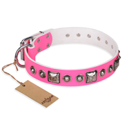 Roze lederen hondenhalsband Elegante lederen hondenhalsband roze