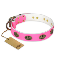 Roze hondenhalsband leer Glamorous hondenhalsband van leer met studs
