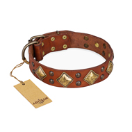 Wit lederen hondenhalsband Exclusieve brede hondenhalsband