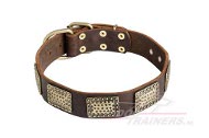 Design lederen honden halsband met versiering Design lederen honden halsband met versiering