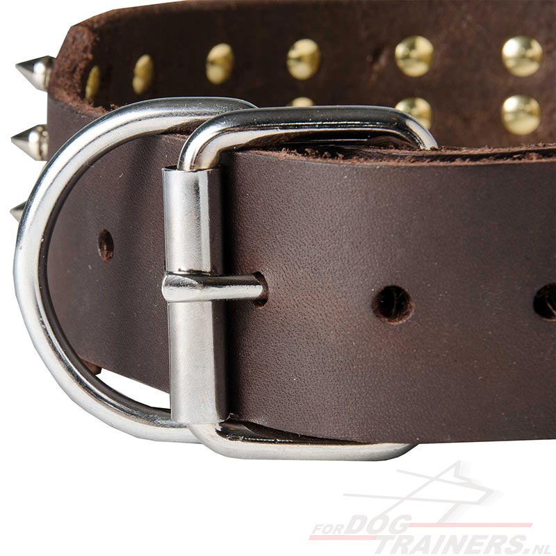 Beg been overzee Brede Spikes Halsband|Hondenalsband leer met studs Spikes Honden Halsband  [S99##1106 Brede Spikes Halsband] - €79.0 : Hondenwinkel met breide keuze  van muilkorven, tuigen en halsbanden!