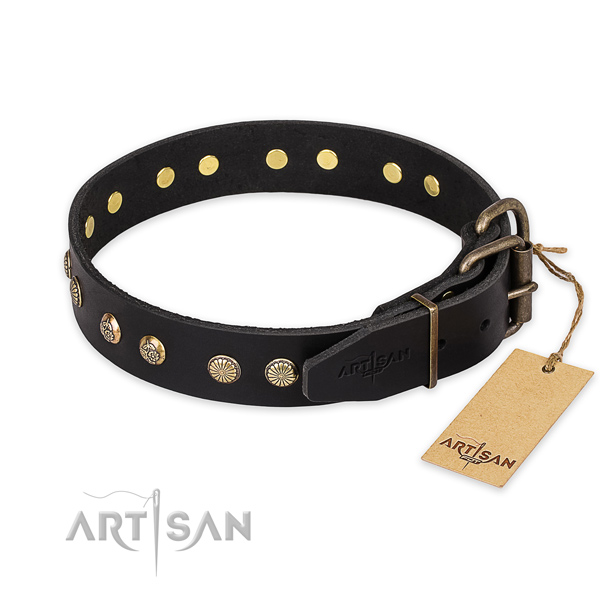 Hondenhalsband zwarte van leer met studs